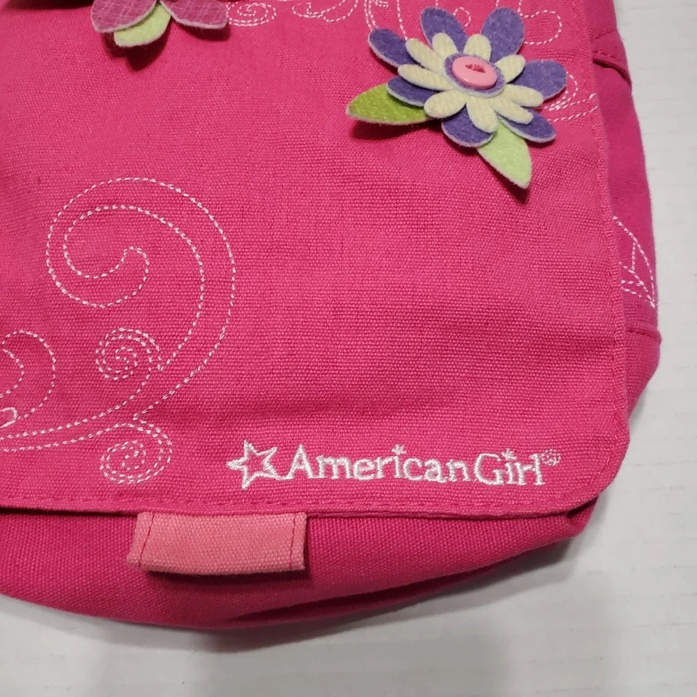American‎ Girl Pink Crossbody Shoulder Messenger Bag Floral Felt Flowers Kids